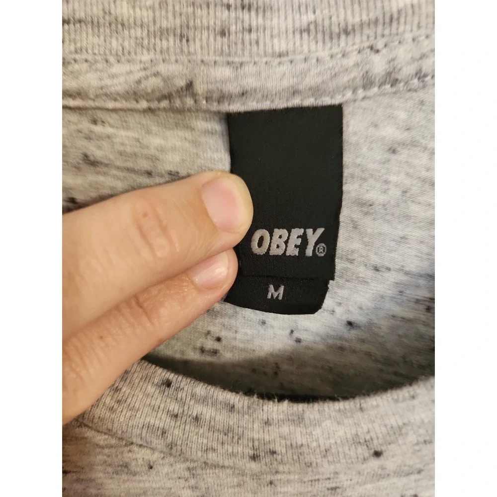 Obey Propaganda Gold Label Records T-Shirt Men's Size Med Heather Grey Exclusive